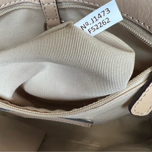 Like New Coach Peyton Dream C Print Top Handle Tote F52262 Red Pink White Tan - Picture 10 of 10